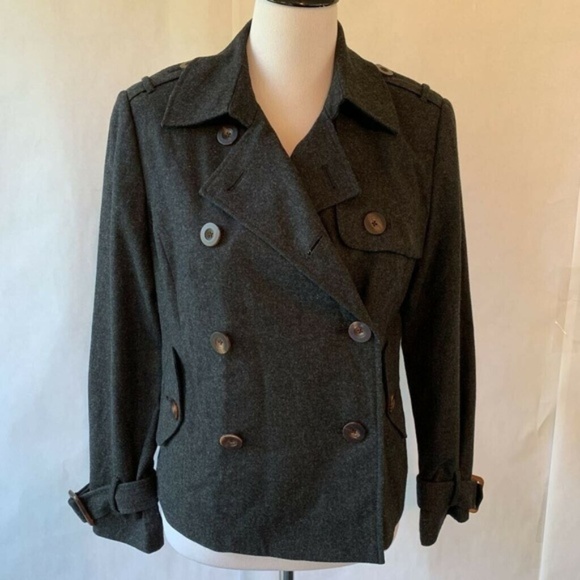 Larsen Jackets & Blazers - Larsen Peacoat Gray Double Breasted Button 10